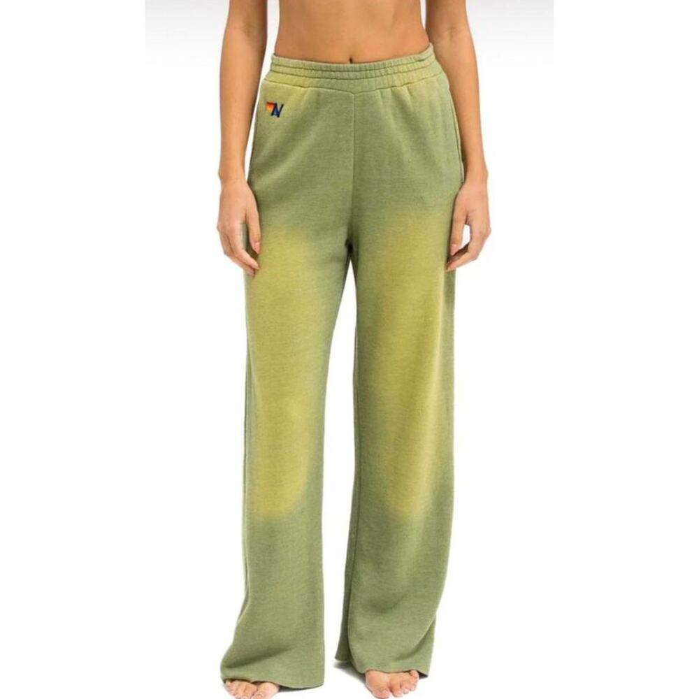 Aviator Nation Essential Wide Leg Pocket Sweatpants - Faded Army Small